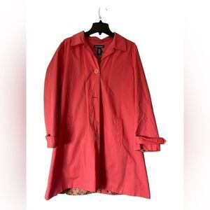 Vibrant Coral Evan-Picone Rain Jacket with Floral Lining
